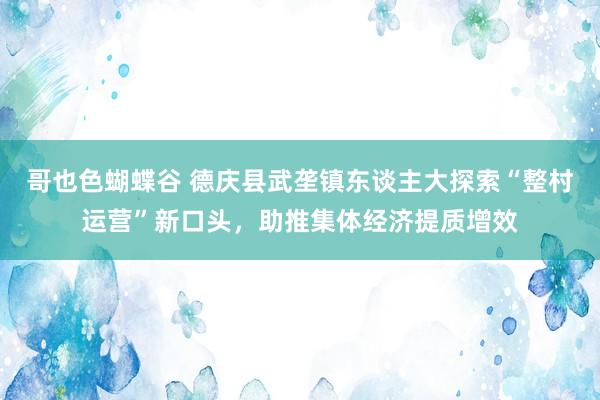 哥也色蝴蝶谷 德庆县武垄镇东谈主大探索“整村运营”新口头，助推集体经济提质增效