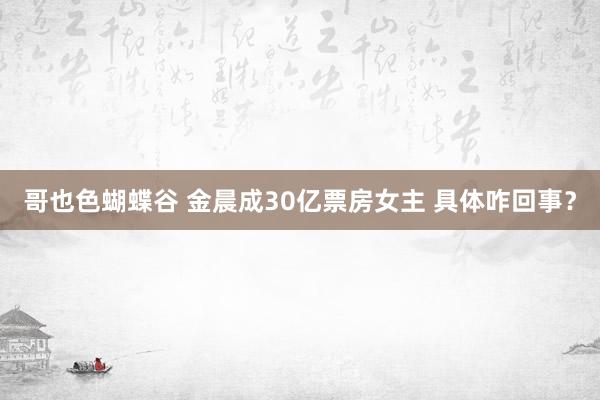 哥也色蝴蝶谷 金晨成30亿票房女主 具体咋回事？