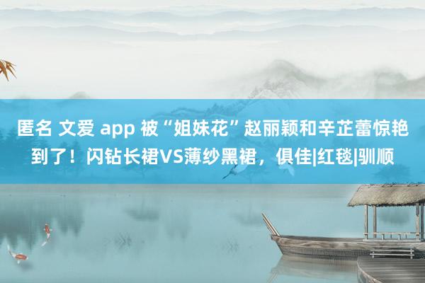 匿名 文爱 app 被“姐妹花”赵丽颖和辛芷蕾惊艳到了！闪钻长裙VS薄纱黑裙，俱佳|红毯|驯顺