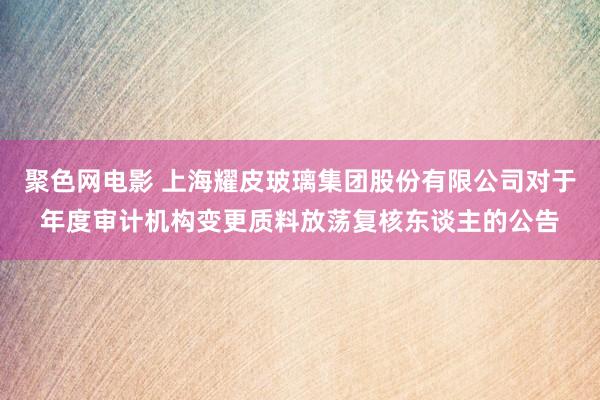 聚色网电影 上海耀皮玻璃集团股份有限公司对于年度审计机构变更质料放荡复核东谈主的公告